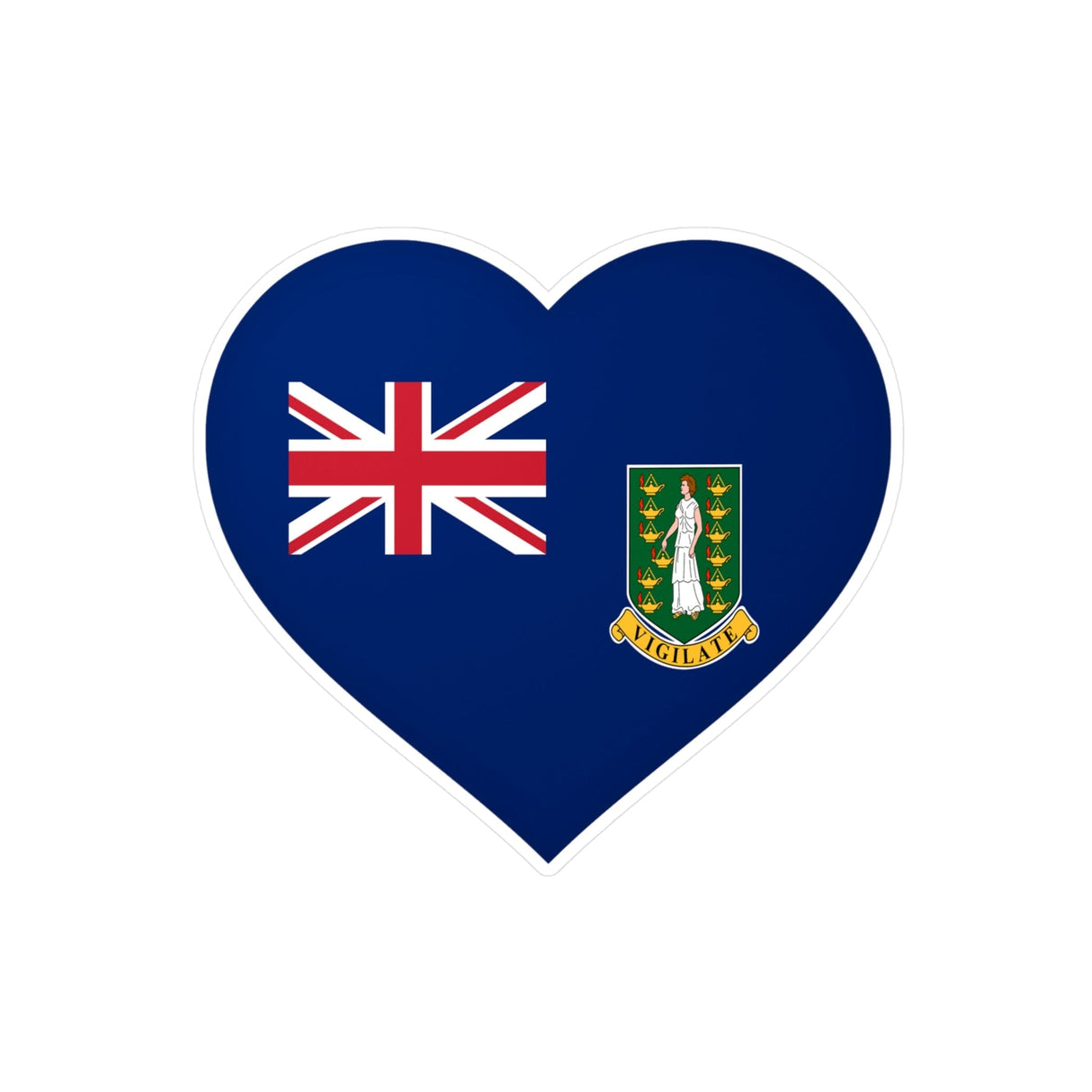 British Virgin Islands Flag Heart Sticker in Multiple Sizes - Pixelforma