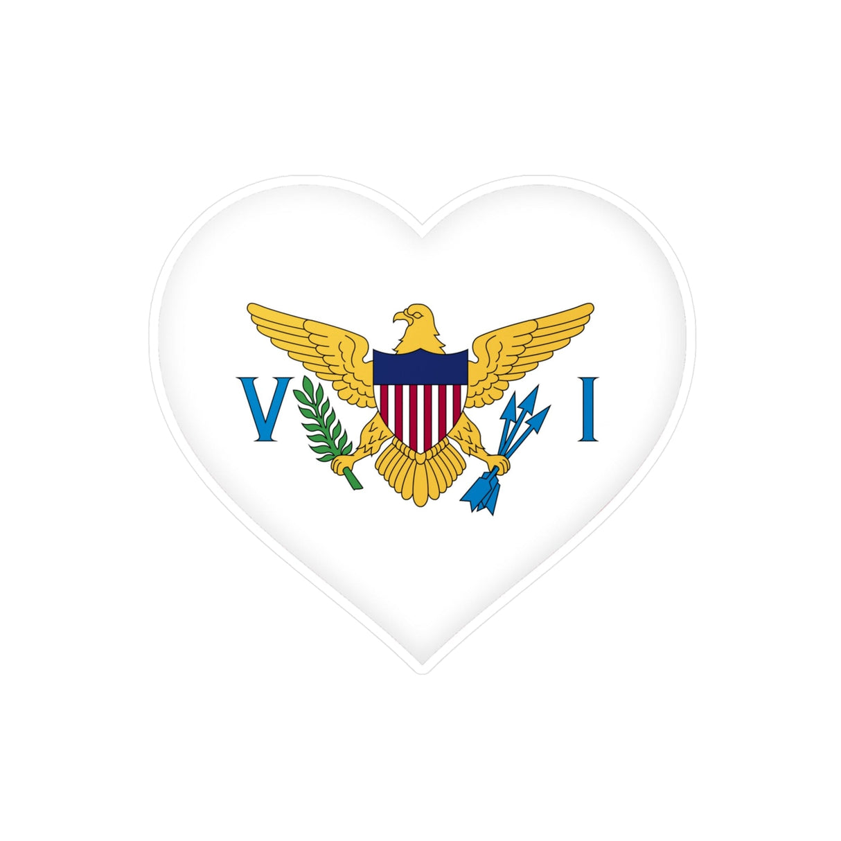 U.S. Virgin Islands Flag Heart Sticker in Multiple Sizes - Pixelforma
