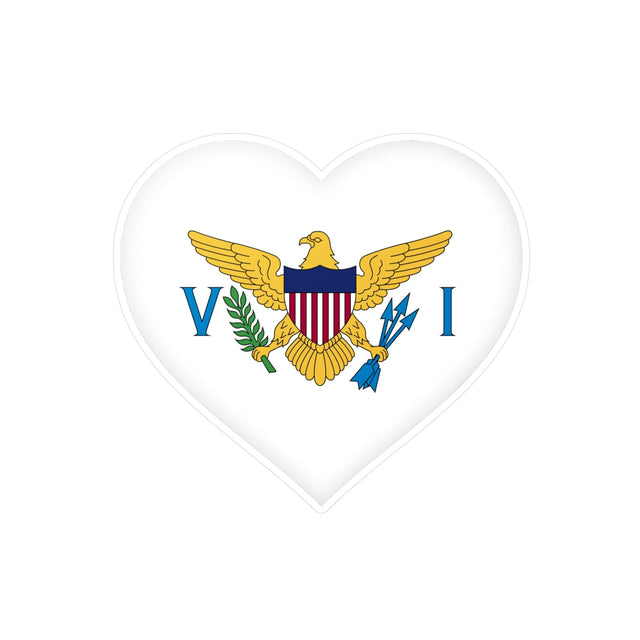 U.S. Virgin Islands Flag Heart Sticker in Multiple Sizes - Pixelforma
