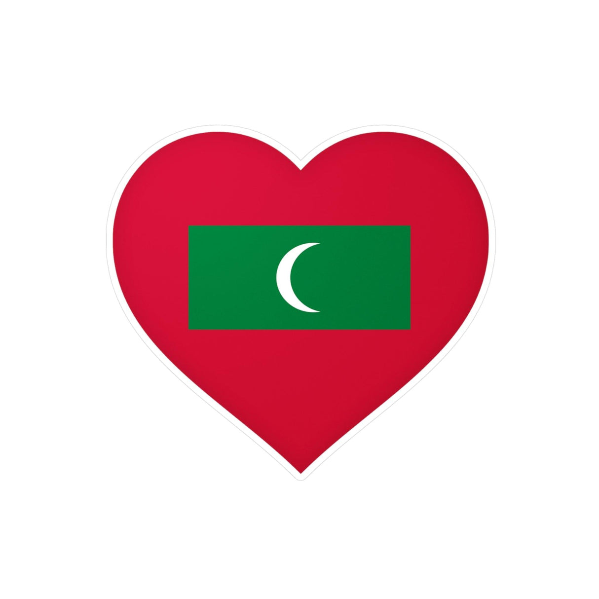 Autocollant en coeur Drapeau des Maldives en plusieurs tailles - Pixelforma