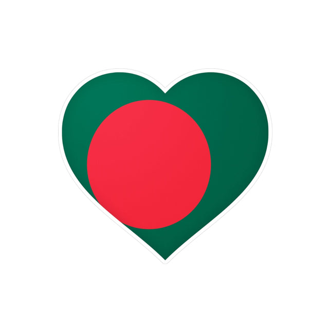 Bangladesh Flag Heart Sticker in Multiple Sizes - Pixelforma