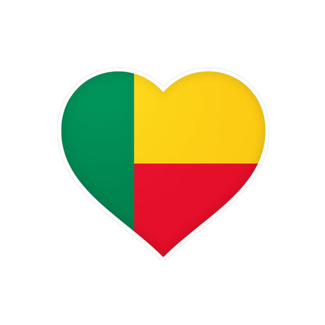 Benin Flag Heart Sticker in Multiple Sizes - Pixelforma