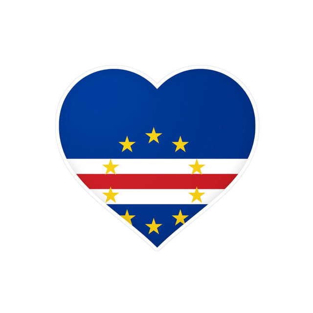 Cape Verde Flag Heart Sticker in Multiple Sizes - Pixelforma
