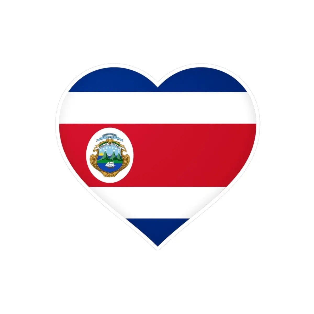 Autocollant en coeur Drapeau du Costa Rica en plusieurs tailles - Pixelforma 