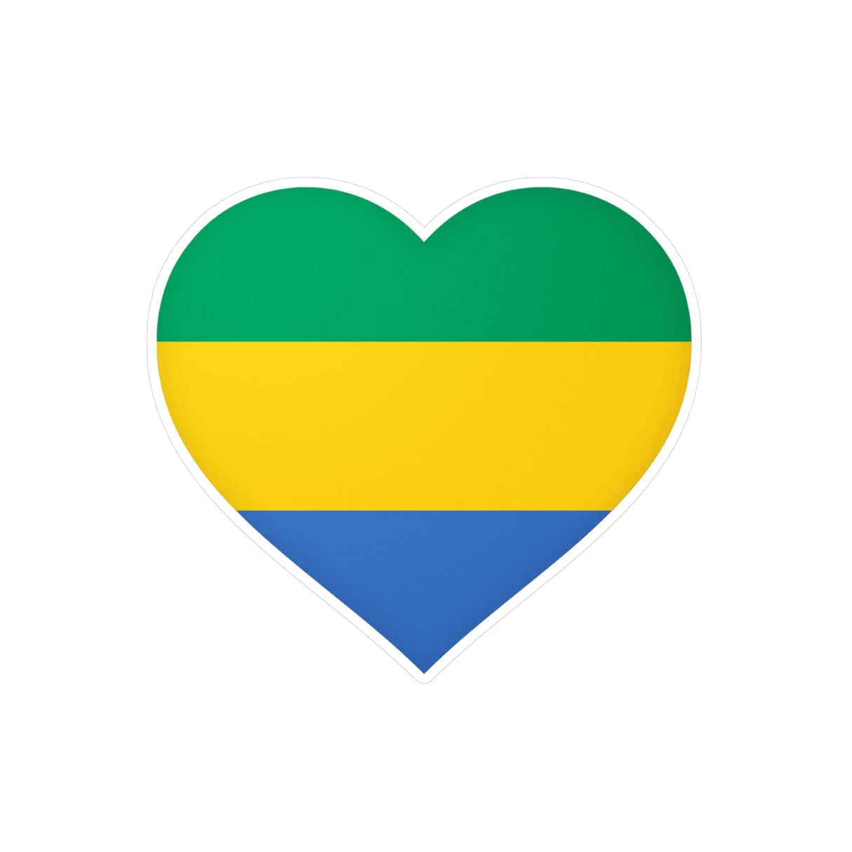 Gabon Flag Heart Sticker in Multiple Sizes - Pixelforma