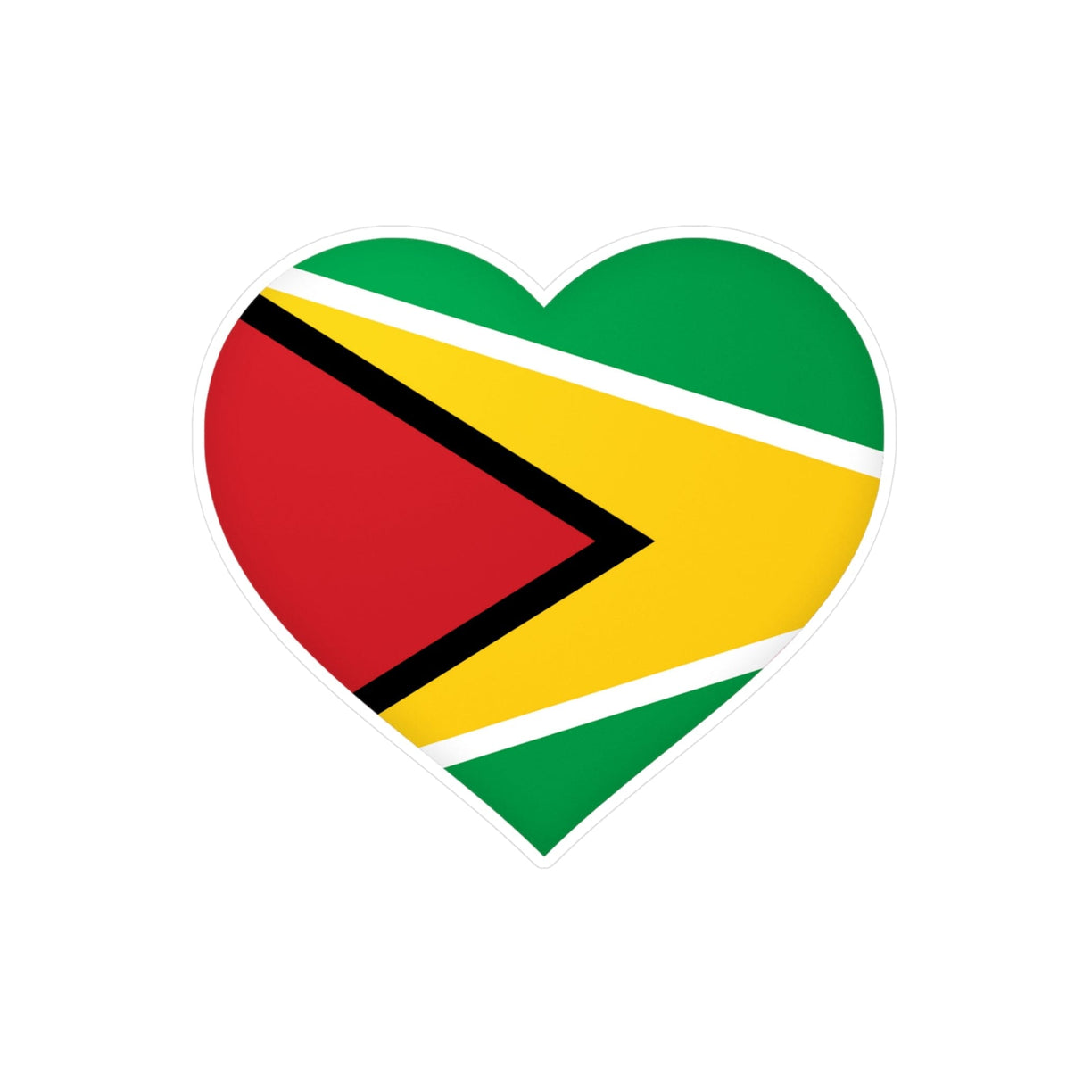 Guyana Flag Heart Sticker in Multiple Sizes - Pixelforma