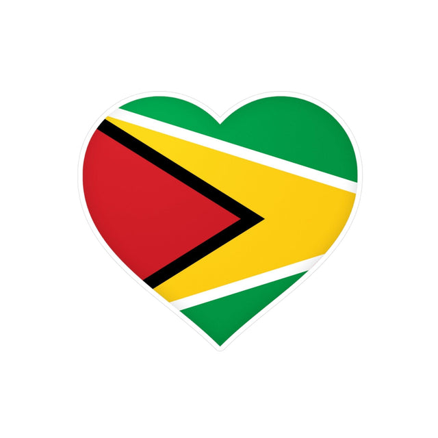 Autocollant en coeur Drapeau du Guyana en plusieurs tailles - Pixelforma