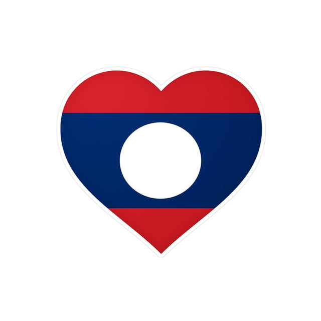 Autocollant en coeur Drapeau du Laos en plusieurs tailles - Pixelforma