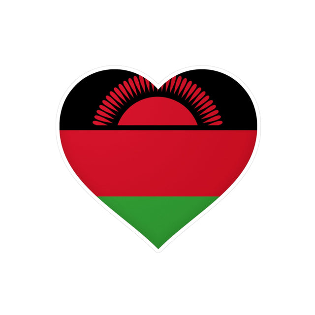 Malawi Flag Heart Sticker in Multiple Sizes - Pixelforma