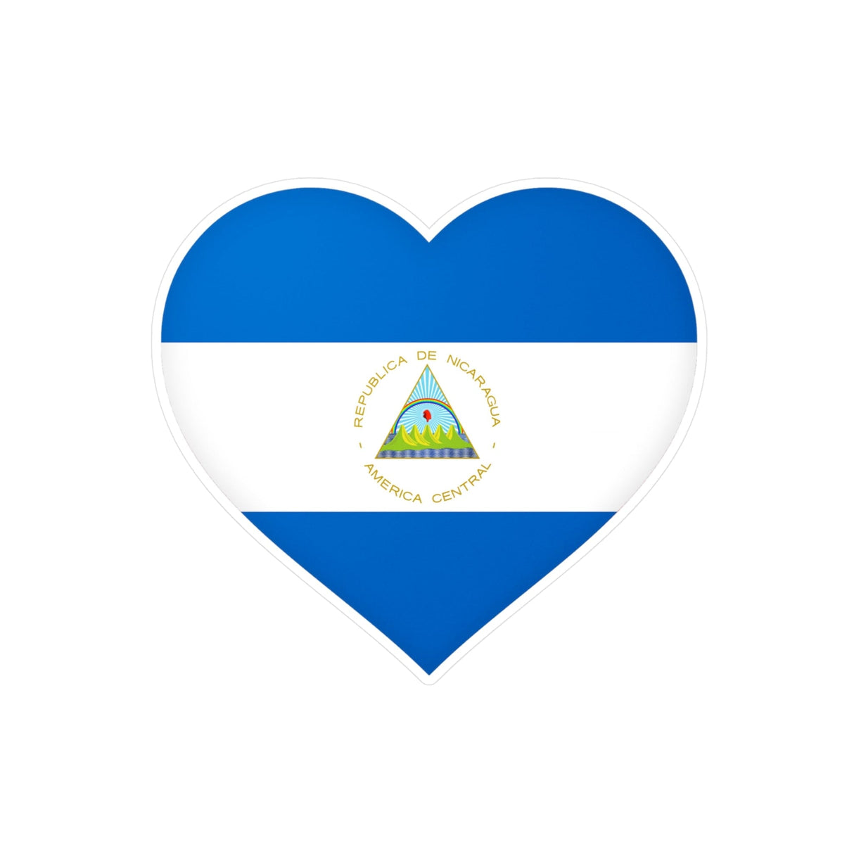 Nicaragua Flag Heart Sticker in Multiple Sizes - Pixelforma