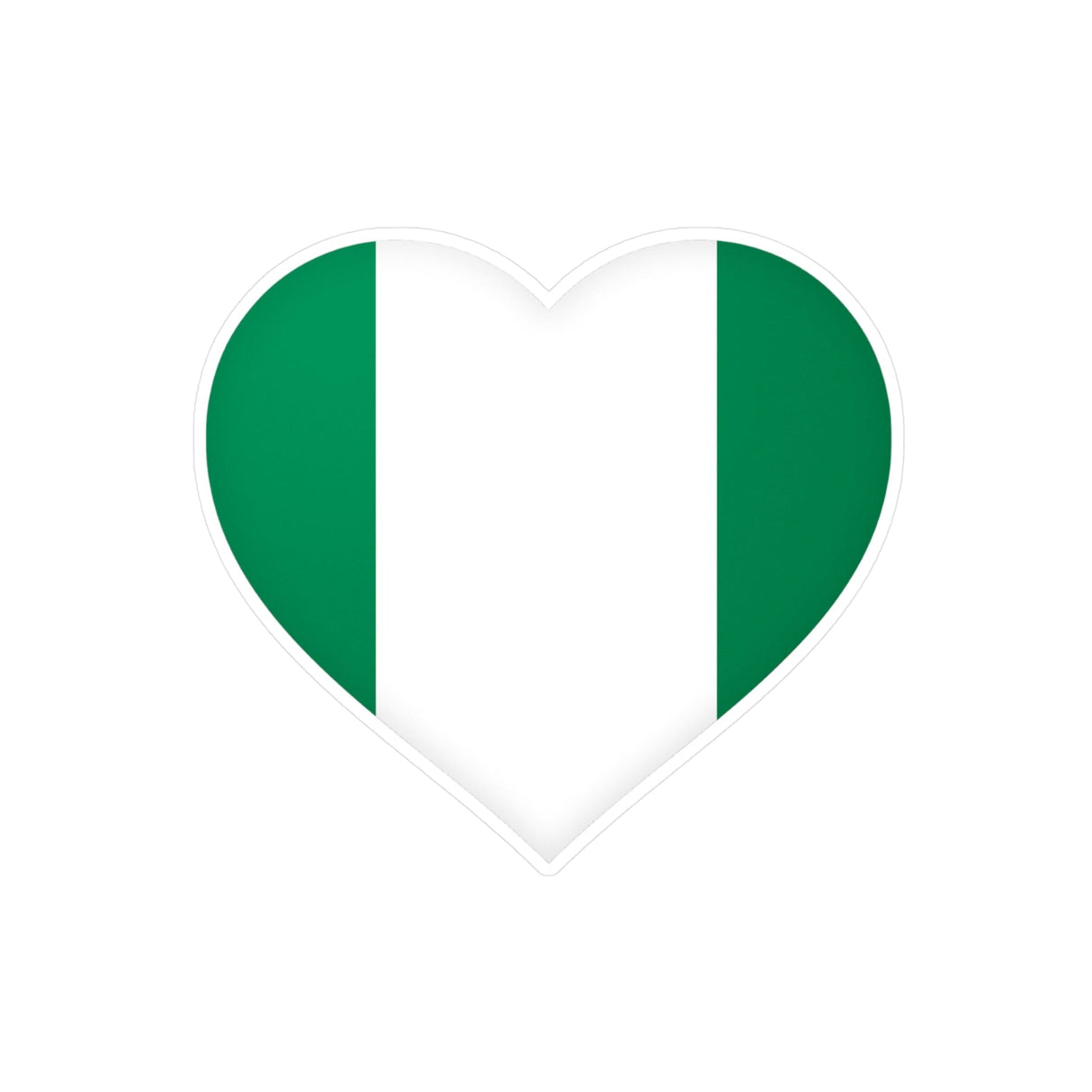 Nigeria Flag Heart Sticker in Multiple Sizes - Pixelforma