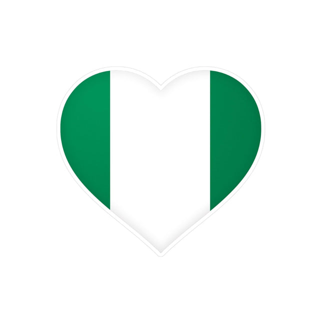 Autocollant en coeur Drapeau du Nigeria en plusieurs tailles - Pixelforma