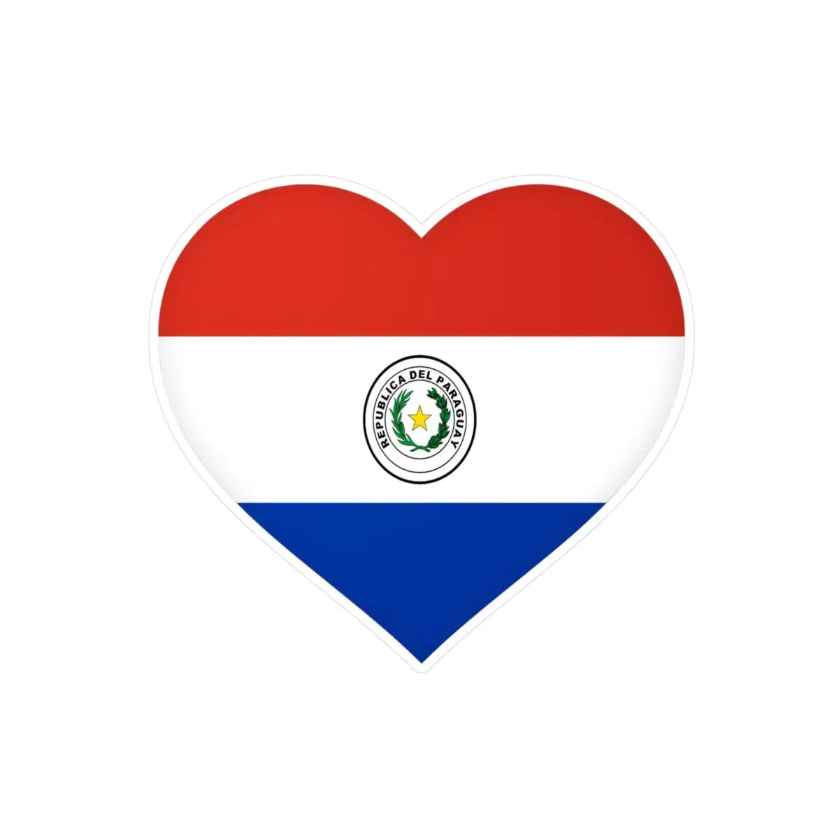 Autocollant en coeur Drapeau du Paraguay en plusieurs tailles - Pixelforma 