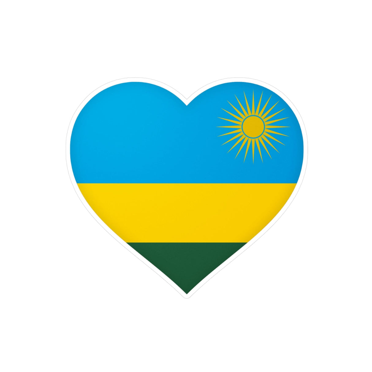 Rwanda Flag Heart Sticker in Multiple Sizes - Pixelforma