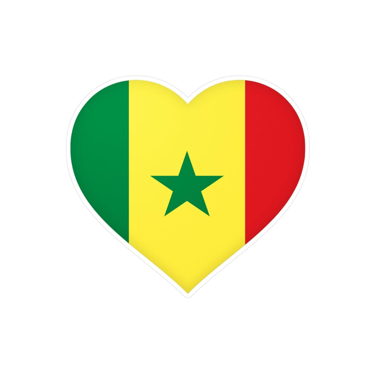 Autocollant en coeur Drapeau du Sénégal en plusieurs tailles - Pixelforma