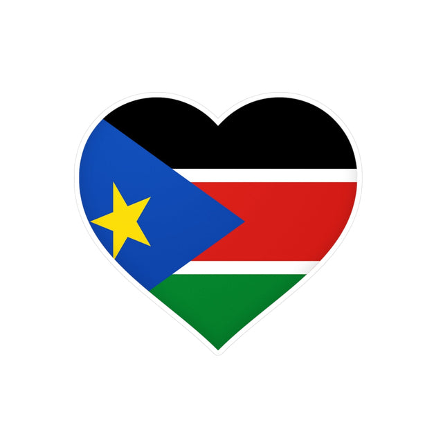 South Sudan Flag Heart Sticker in Multiple Sizes - Pixelforma