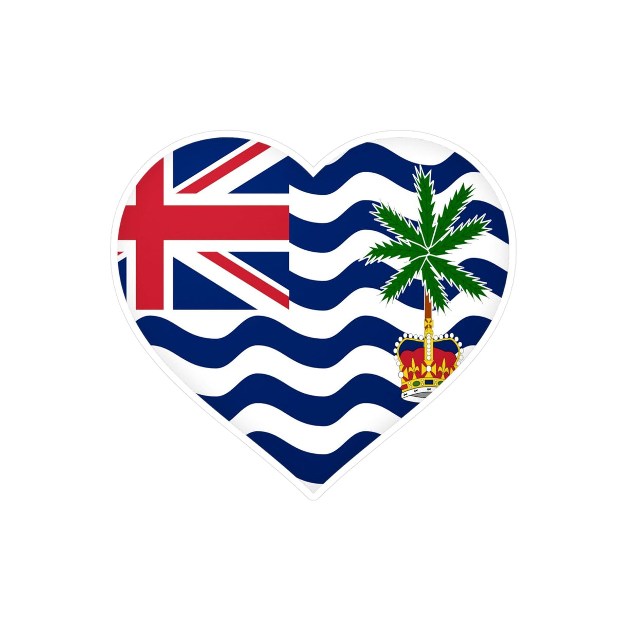 Autocollant en coeur Drapeau du Territoire britannique de l'océan Indien en plusieurs tailles - Pixelforma