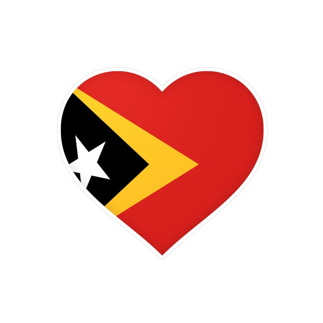 Autocollant en coeur Drapeau du Timor oriental en plusieurs tailles - Pixelforma