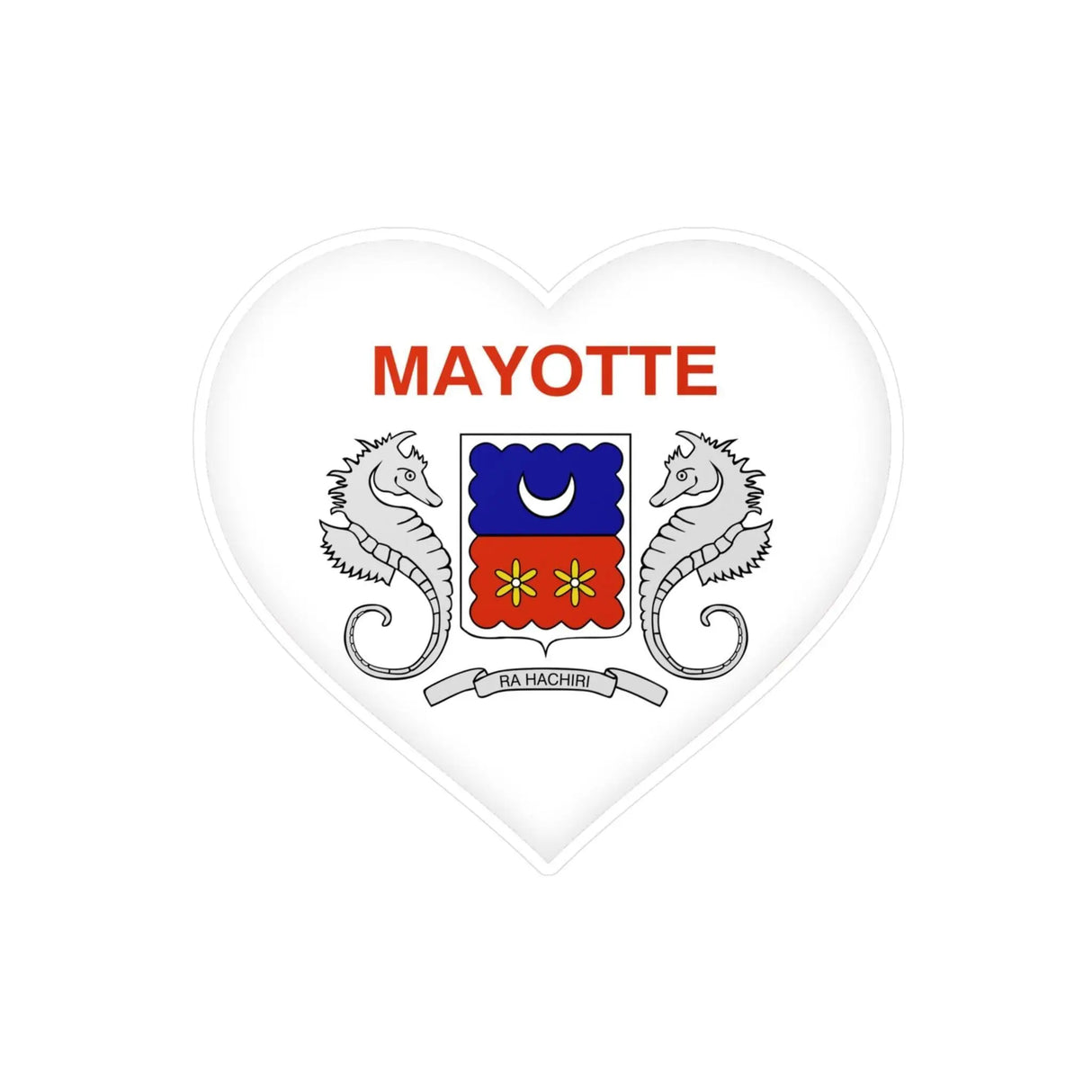 Autocollant mayotte forme cœur pvc résistant décoration