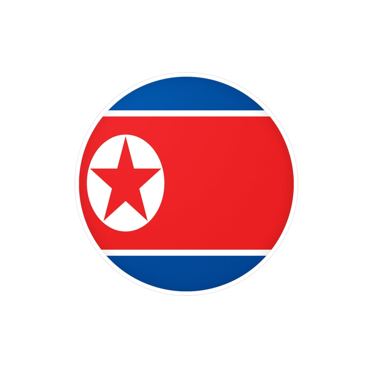 North Korea Flag Round Sticker in Multiple Sizes - Pixelforma