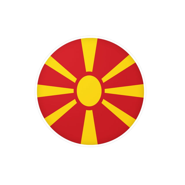 North Macedonia Flag Round Sticker in Multiple Sizes - Pixelforma