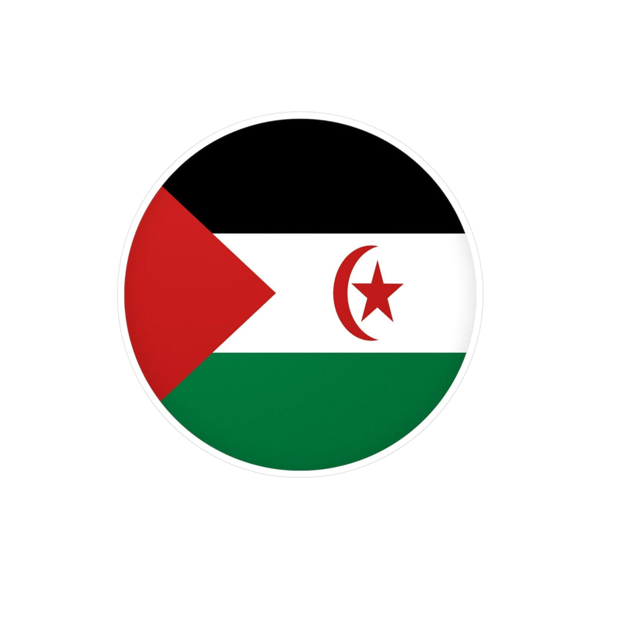 Autocollant rond Drapeau de la République arabe sahraouie démocratique en plusieurs tailles - Pixelforma