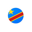 Democratic Republic of Congo Flag Round Sticker in Multiple Sizes - Pixelforma