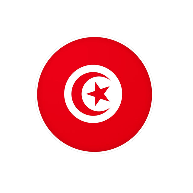 Tunisia Flag Round Sticker in Multiple Sizes - Pixelforma
