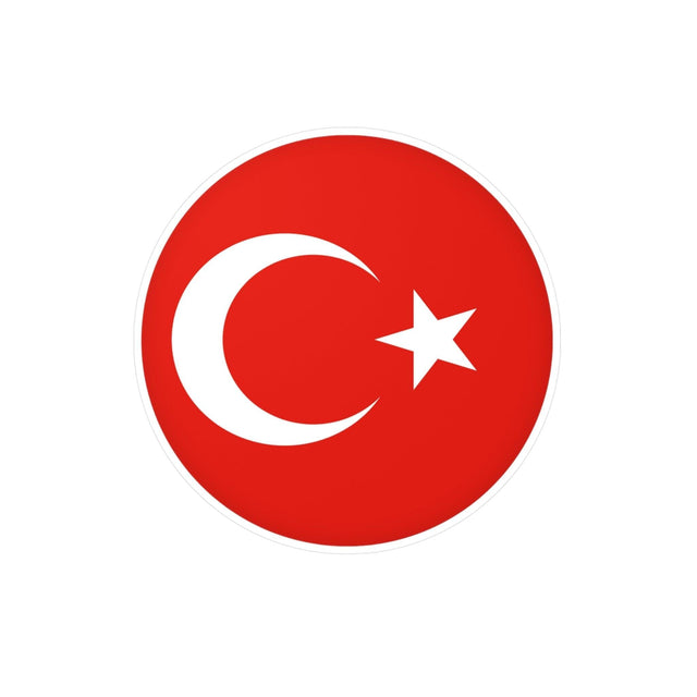 Autocollant rond Drapeau de la Turquie en plusieurs tailles - Pixelforma