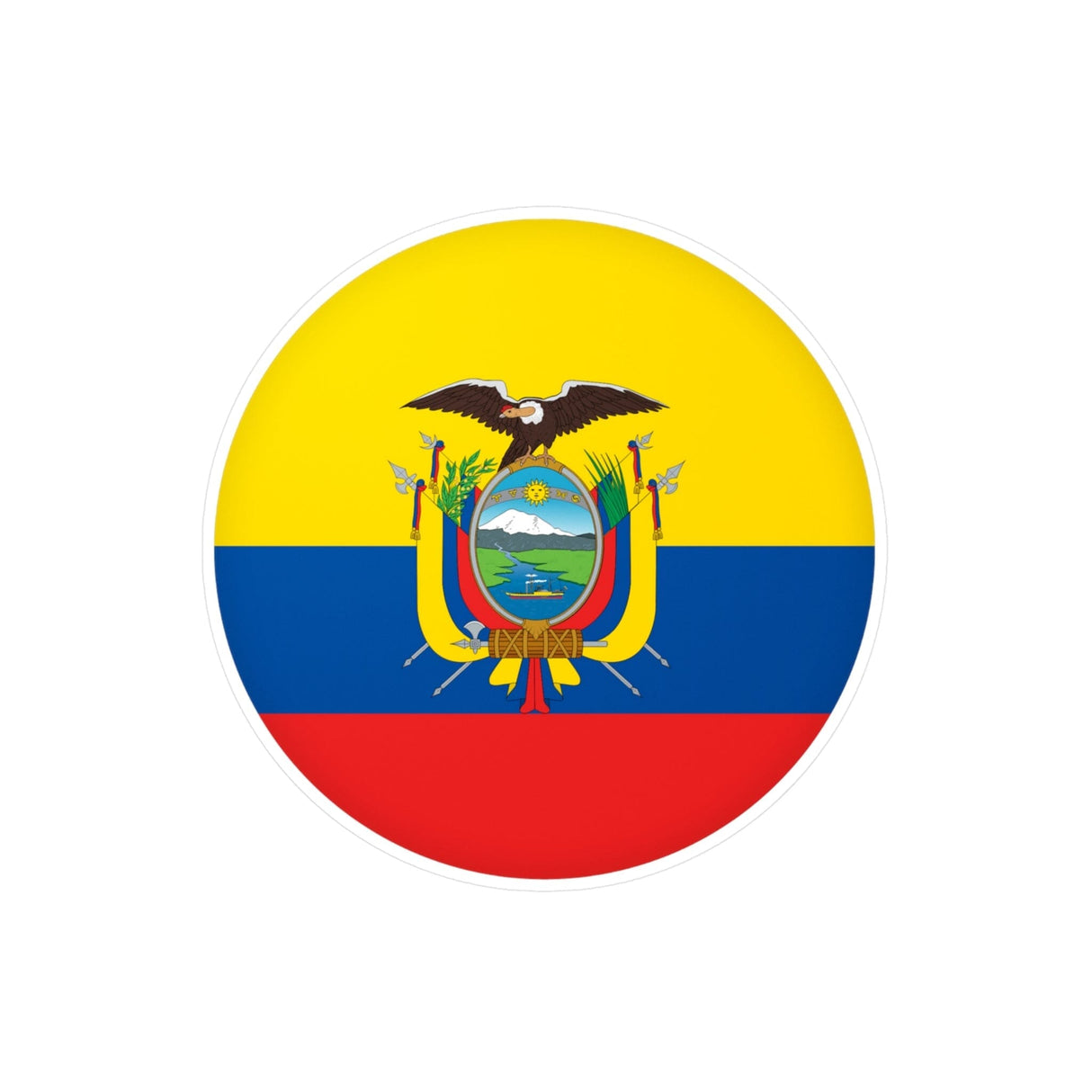 Ecuador Flag Round Sticker in Multiple Sizes - Pixelforma