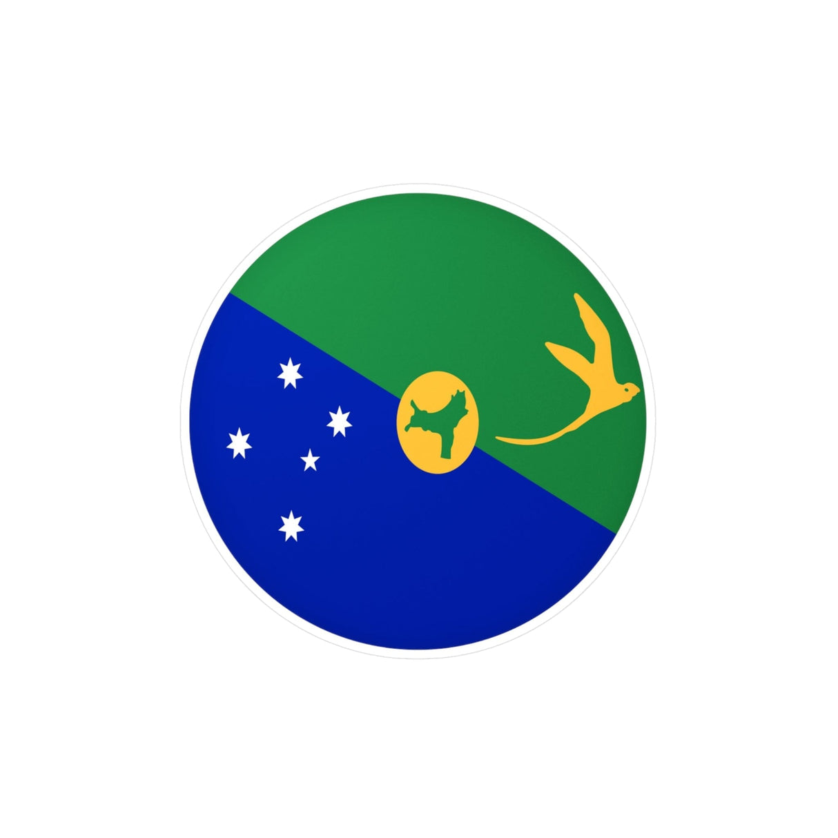 Christmas Island Flag Round Sticker in Multiple Sizes - Pixelforma