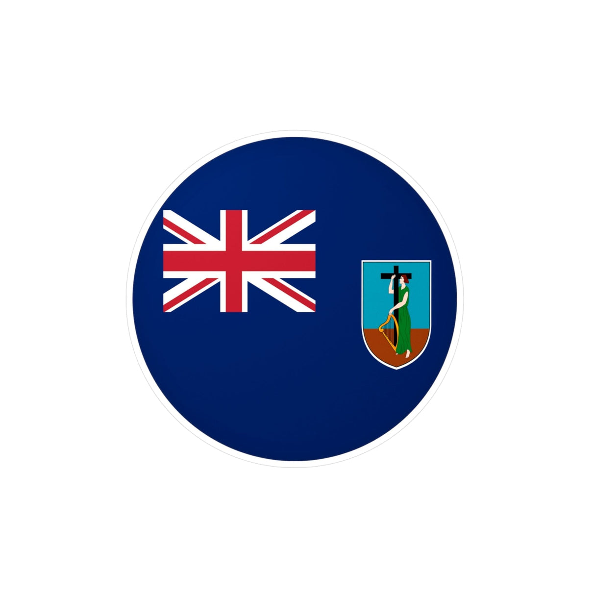 Montserrat Flag Round Sticker in Multiple Sizes - Pixelforma