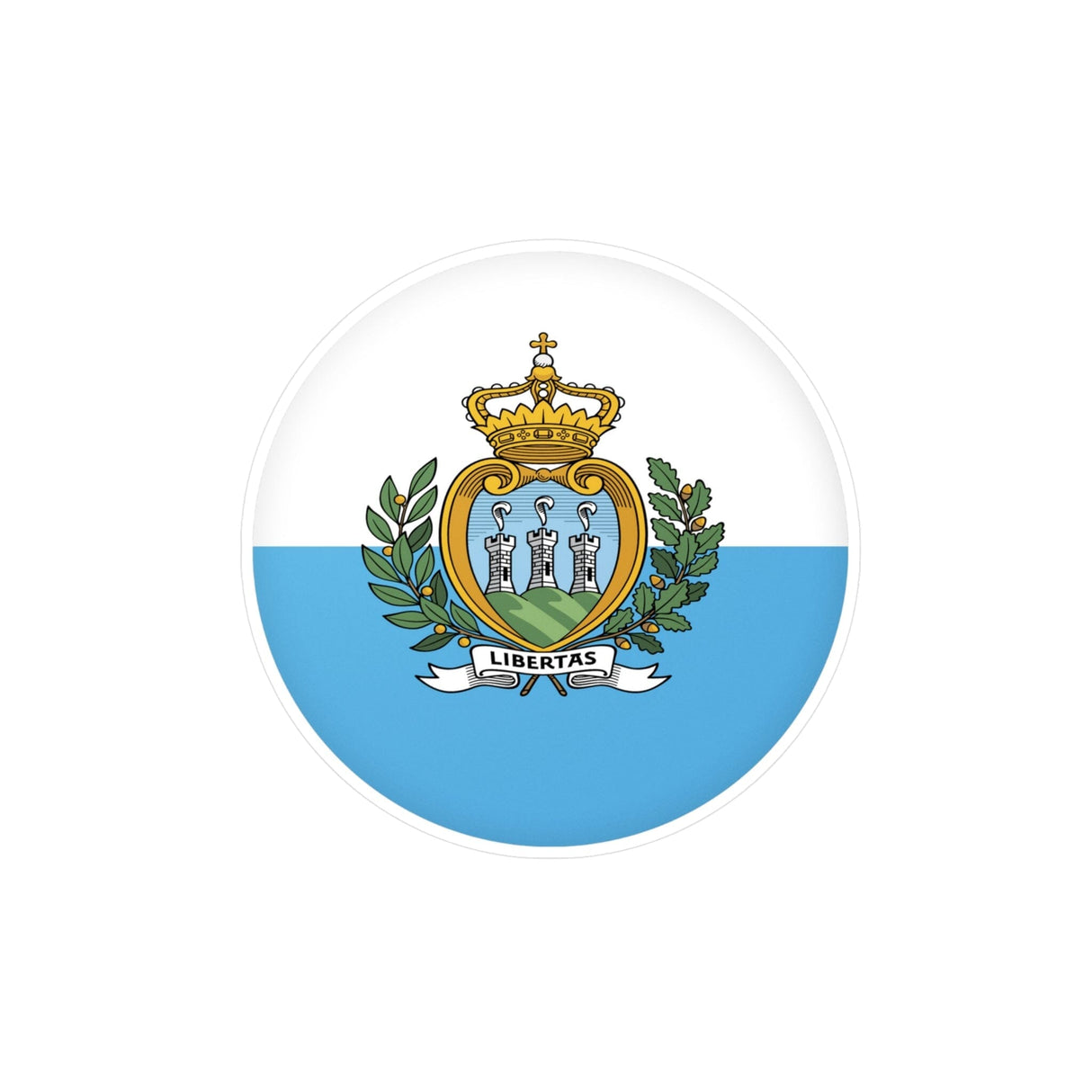 San Marino Flag Round Sticker in Multiple Sizes - Pixelforma