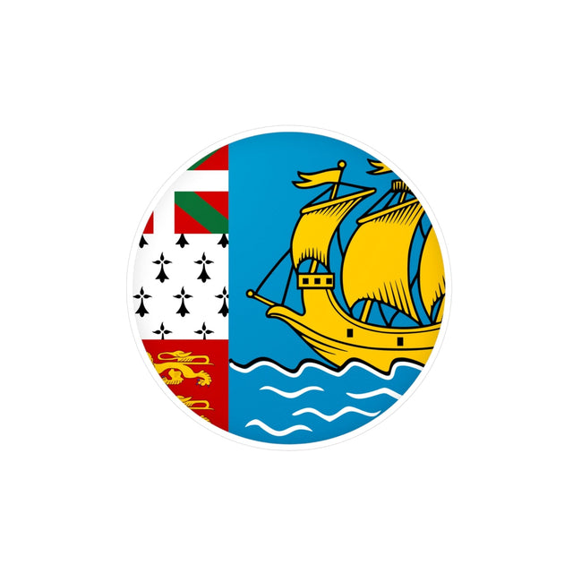 Flag of Saint Pierre and Miquelon round sticker in several sizes - Pixelforma