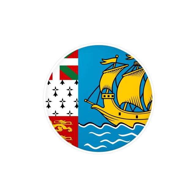 Autocollant rond Drapeau de Saint-Pierre-et-Miquelon en plusieurs tailles - Pixelforma