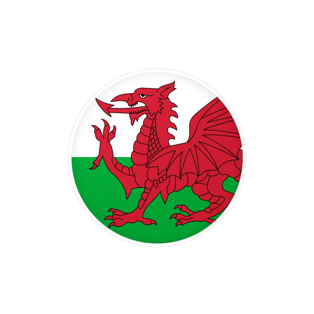 Round Welsh Flag Sticker in Multiple Sizes - Pixelforma