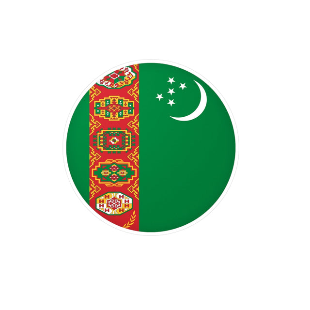 Flag of Turkmenistan Round Sticker in Multiple Sizes - Pixelforma
