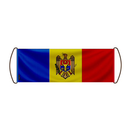 Bannière défilement drapeau moldavie en polyester main