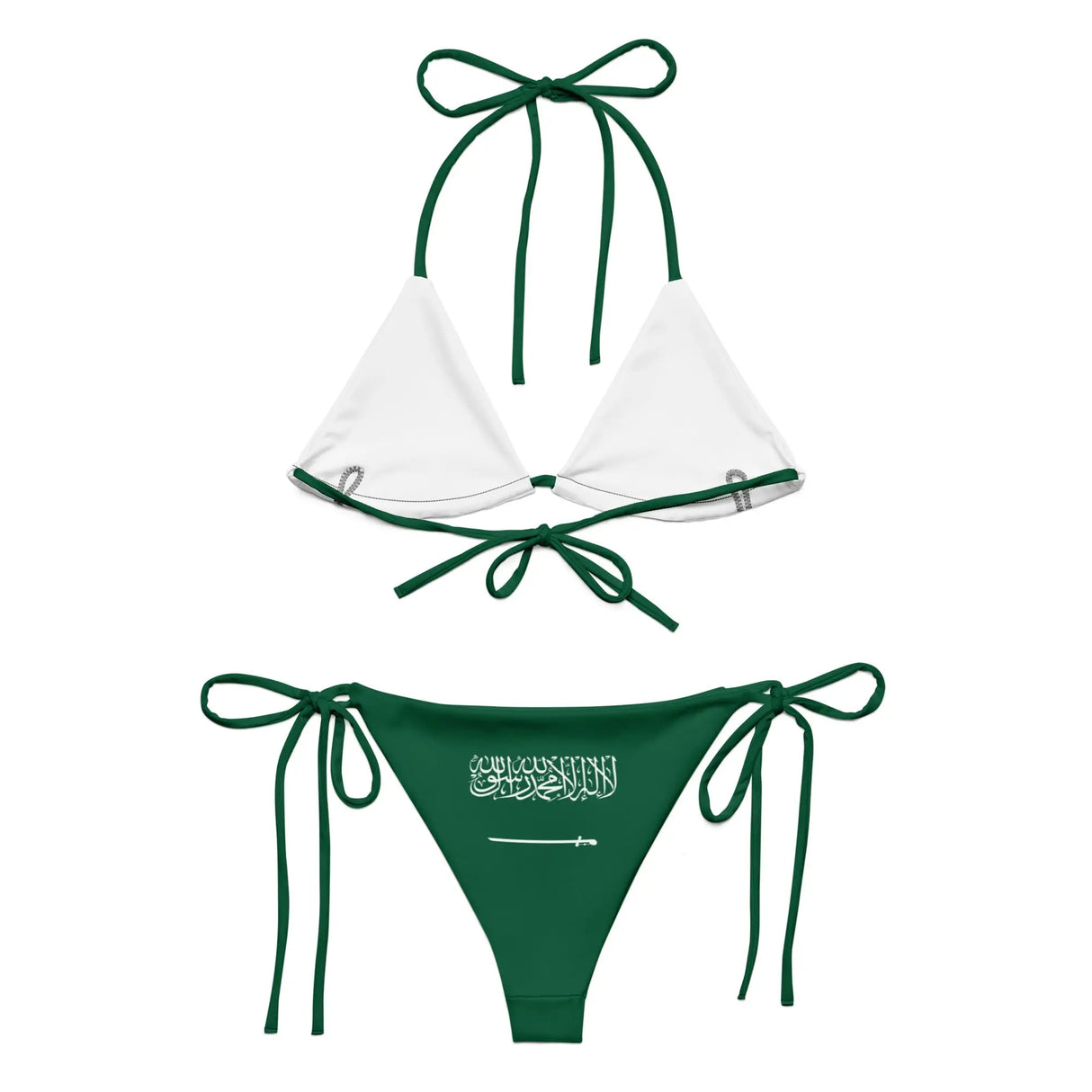 Bikini drapeau arabie saoudite cordon recyclé orné