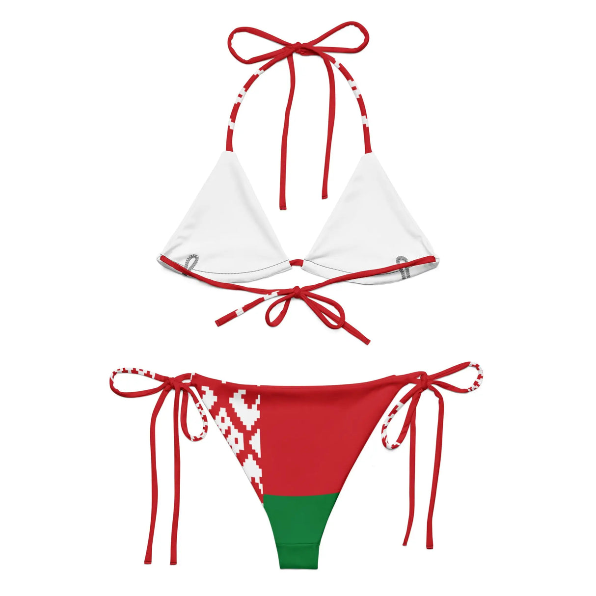Bikini drapeau biélorussie cordon recyclé orné confort