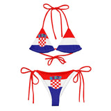 Bikini drapeau croatie cordon recyclé orné anti uv
