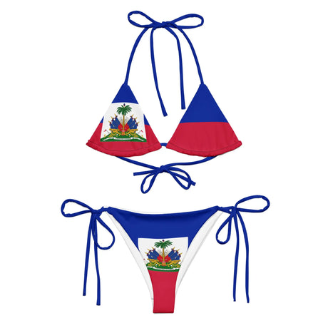 Bikini drapeau haïti à cordon recyclé orné confortable