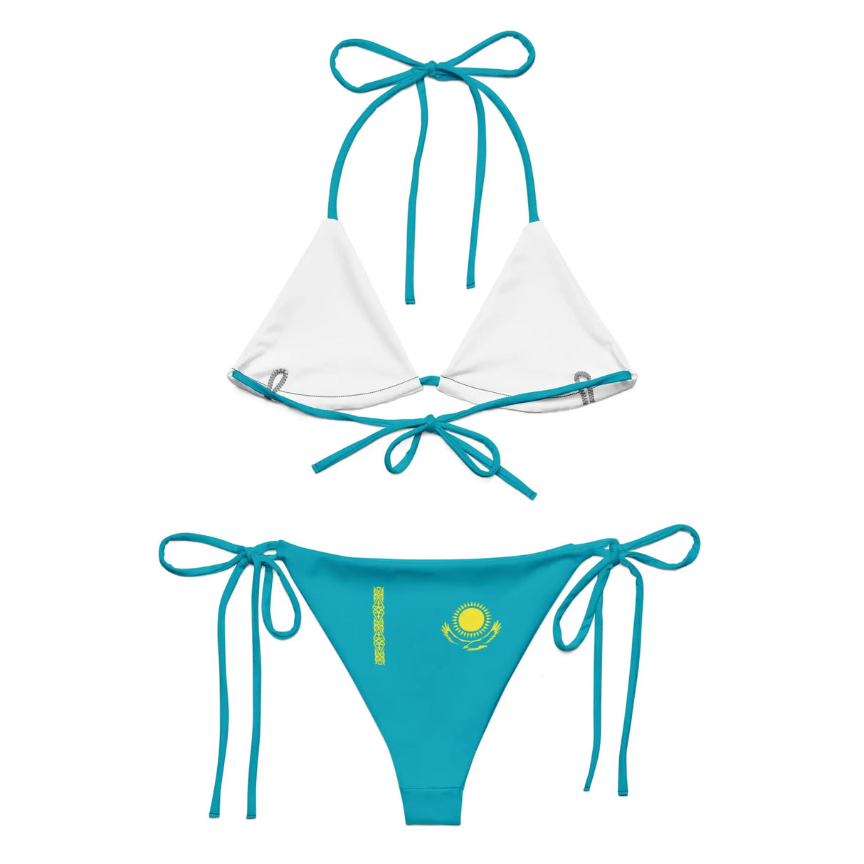 Bikini drapeau kazakhstan cordon recyclé impression all over