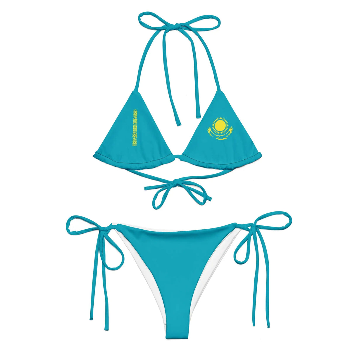 Bikini drapeau kazakhstan cordon recyclé impression all over