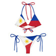 Bikini drapeau philippines à cordon recyclé orné coloré
