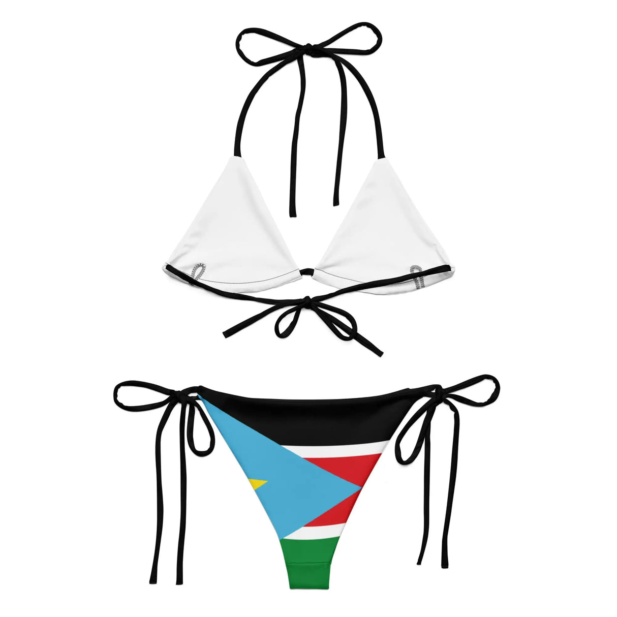 Bikini drapeau soudan du sud à cordon recyclé orné