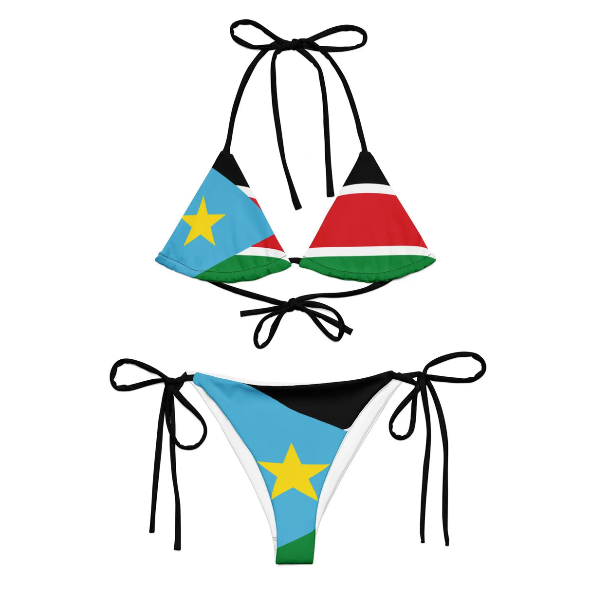 Bikini drapeau soudan du sud à cordon recyclé orné
