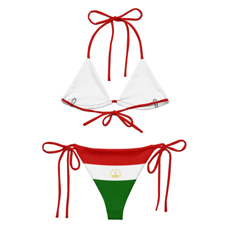 Bikini drapeau tadjikistan à cordon recyclé orné