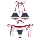 Bikini drapeau thaïlande à cordon recyclé orné durable