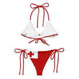 Bikini drapeau tonga cordon recyclé orné confort uv